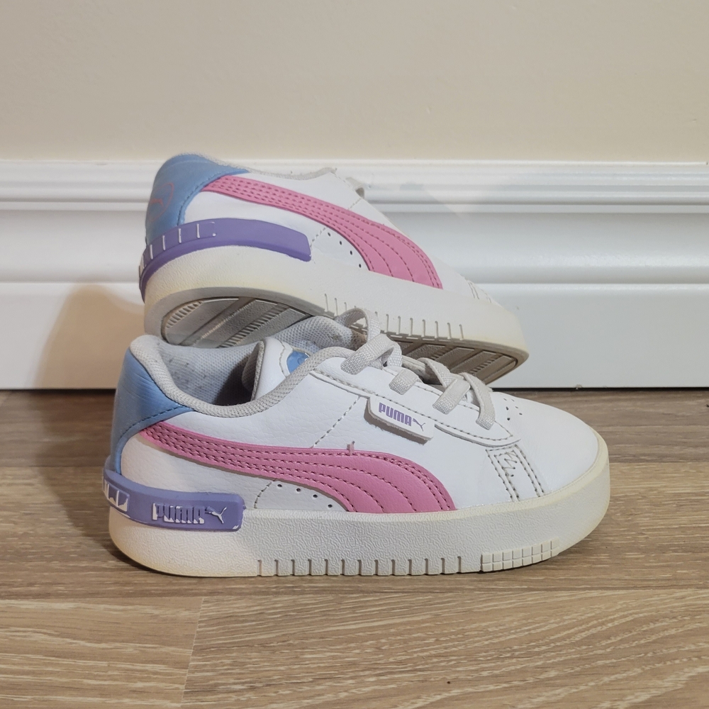 Puma Kids White and Pink Sneakers